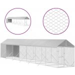 vidaXL Venkovní psí kotec se střechou stříbrný 200 x 1400 x 250 cm – Zboží Dáma