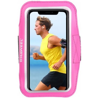 Pouzdro Haweel sportovní ruku s kapsou na klíče iPhone - růžové