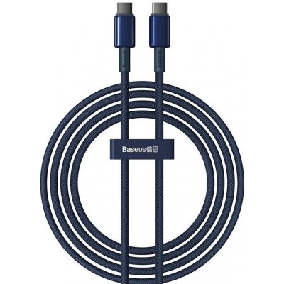 Baseus P10319800321-04 Tungsten Gold USB-C na USB-C, 2x USB-C (M) / 100W, 2m, modrý – Zboží Živě