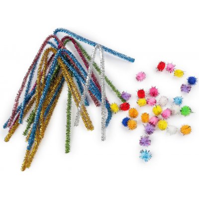 Prima-obchod Kreativní sada chlupaté drátky a bambulky s lurexem, barva mix náhodných barev – Sleviste.cz