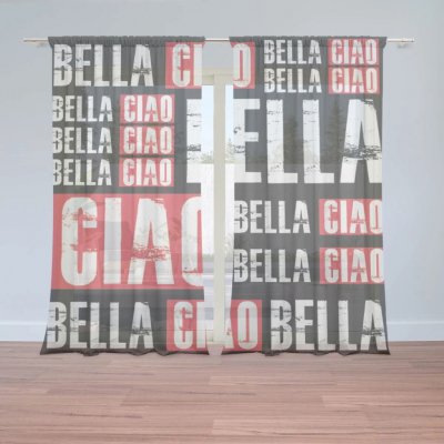 Sablio Záclony La Casa de Papel Professor or Bella Ciao motiv 2: 2ks 150x250cm – Hledejceny.cz