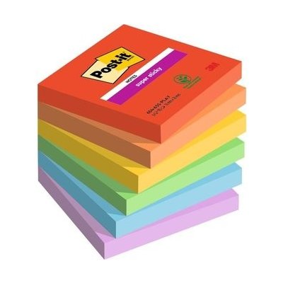 Bloček samolepící 3M Post-it Super Sticky, 76x76 mm, Playful, 6x90 lístků – Sleviste.cz