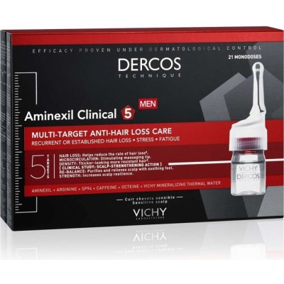 Vichy Dercos Aminexil Clinical 5 cílená péče proti vypadávání vlasů pro muže Multi-Target Anti-Hair Loss Treating Care 21 x 6 ml – Zbozi.Blesk.cz