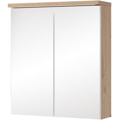 Szynaka Závěsná zrcadlová skříňka s LED osvětlením Sting 56 60 cm dub Artisan – Zboží Dáma