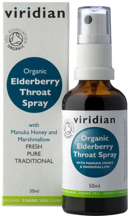 Viridian Elderberry Throat Spray Organic 50 ml