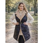 Dlouhá vesta s kožešinou a kapsičkou černá – Zboží Mobilmania