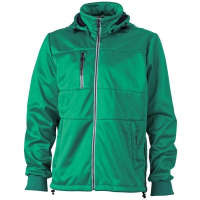 James & Nicholson pánská sportovní softshellová bunda JN1078 Irská zelená / tmavě modrá / bílá – Zboží Mobilmania
