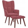 Křeslo vidaXL 328066 relaxační se stoličkou růžové samet
