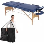Feel2Home Masážní stůl 3 zóny dřevo Modrá terapeutická lavice Kosmetický stůl Skládací mobilní přenosný stůl