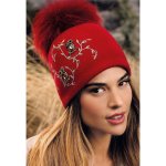 Krumlovanka Zimní dámská červená čepice s bambulí Woolmark W-0836/001 – Hledejceny.cz