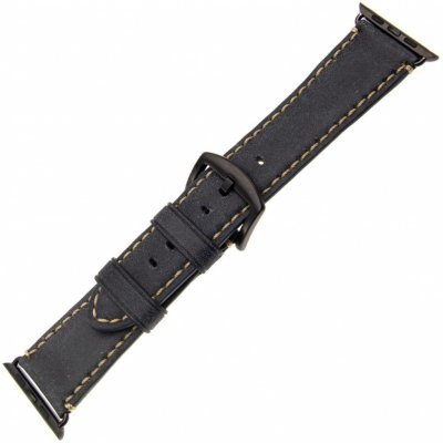 FIXED Berkeley kožený řemínek pro Apple Watch 42mm a 44mm s černou sponou uhlově černý FIXBERW-BLBL