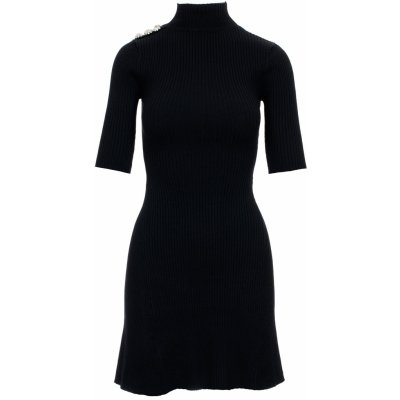 Karl Lagerfeld dámské úpletové šaty s knoflíky z kamínků černé