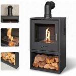 OKO S3 Bio Ethanol Stove with Log Storage in Grey & Angled Stove Pipe – Sleviste.cz