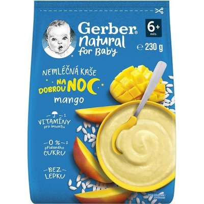 Gerber Natural nemléčná kaše mango Dobrou noc 230 g