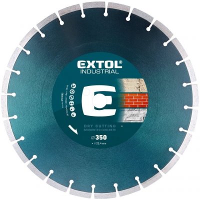 EXTOL INDUSTRIAL kotouč diamantový řezný segmentový na BETON, 350x25,4mm, suché i mokré řezání 8703082