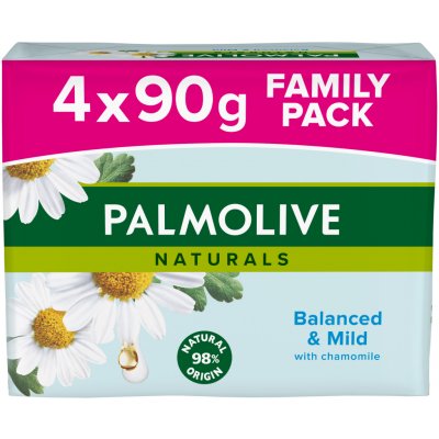 Palmolive Naturals Balanced & Mild toaletní mýdlo Chamomile & Vitamín E 4 x 90 g – Zboží Dáma