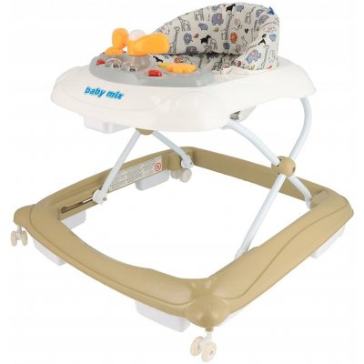 Baby Mix Chodítko s volantem a silikonovými kolečky cappuccino – Zboží Dáma