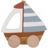 Dřevěná hračka Little Dutch Loďka na kolečkách Námořnický záliv