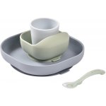 Beaba Jídelní souprava Silicone Meal Set ze silikonu modrá pro miminka od 4 měs 4 dílná – Zboží Mobilmania