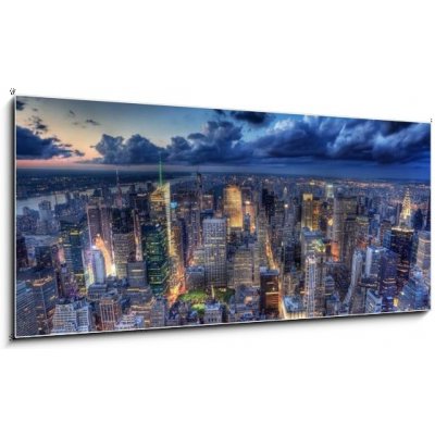 Skleněný obraz 1D panorama - 120 x 50 cm - New York by night. New York v noci. – Zboží Mobilmania