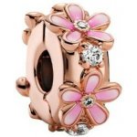 Prosperk Korálek na náramek s růžovými kytičkami S1968 – Hledejceny.cz