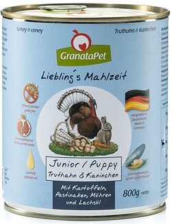 GranataPet Puppy Junior Krůta & králík s bramborami pastinákem mrkví a lososovým olejem 800 g