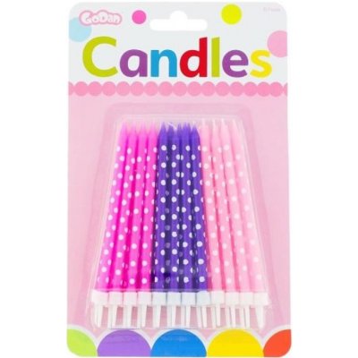 GoDan Narozeninové svíčky růžovo fialové s puntíky – Zboží Dáma
