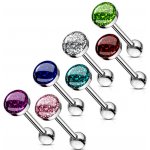 Šperky eshop piercing do bříška z oceli bílé akrylové kuličky s barevným UV srdíčkem O09.12 fialová – Hledejceny.cz