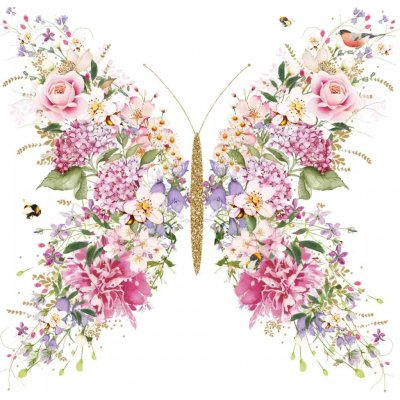 Ppd GmbH Ubrousek 33x33cm Motýl s květy – Zbozi.Blesk.cz