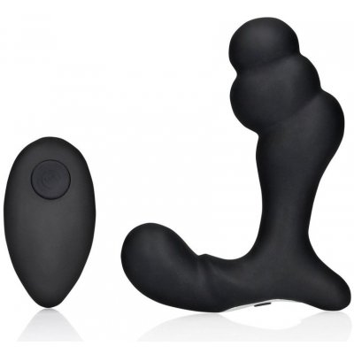 Shots Ouch! Stacked Vibrating Prostate Massager with Remote Control Black silikonový vibrátor na prostatu s dálkovým ovládáním 11,2 x 3,7 cm – Zboží Dáma