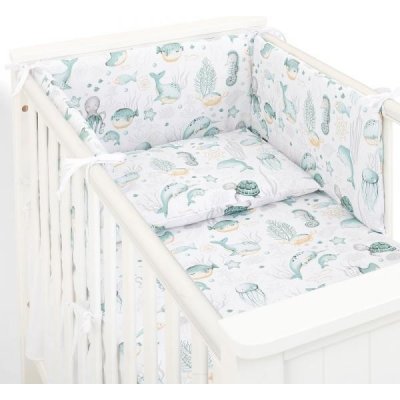 Mamo Tato Mantinel s povlečením 3D sada Bavlna Oceán zelená/bílá 135 x 100 cm – Zboží Dáma