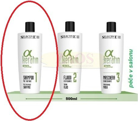 Selective Alfa keratin čistící šampon pro předběžné ošetření 500 ml