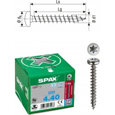 Šrouby do dřeva Spax 4 x 40 mm, 200 ks – Hledejceny.cz