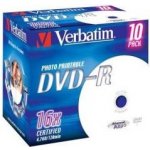 Verbatim DVD-R 4,7GB 16x, printable, plastová krabička, 10ks (43521) – Zboží Živě