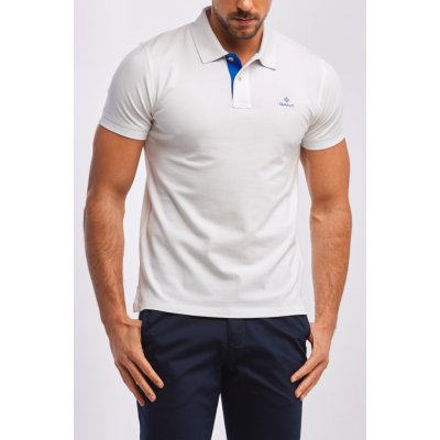 Gant CONTRAST COLLAR PIQUE SS RUGGER bílá