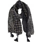 dámský šátek se vzorem a střapci černo-béžový – Zboží Dáma