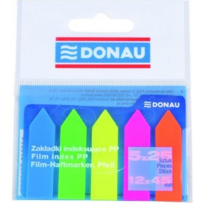 Značka DONAU ve tvaru šipky, 12 × 45 mm, PP, směs neonových barev, 5 × 25 listů, 7556001PL-99 – Hledejceny.cz