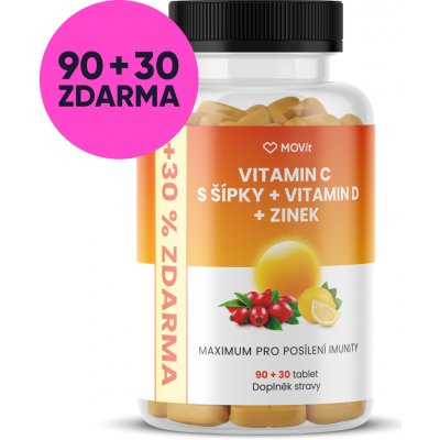 MOVit Energy Vitamín C 1200 mg s šípky + Vitamin D + Zinek PREMIUM 120 tablet – Hledejceny.cz