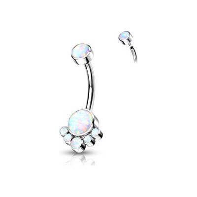 Šperky4U piercing do pupíku titan bílý opál TIT1105-OP17 – Zbozi.Blesk.cz