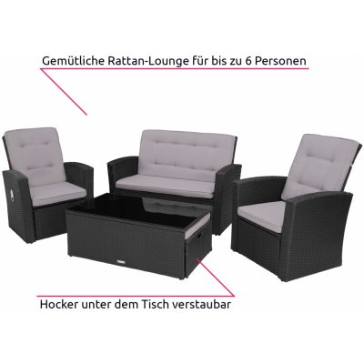 tectake 404303 ratanová sestava bari - černá – Zboží Dáma