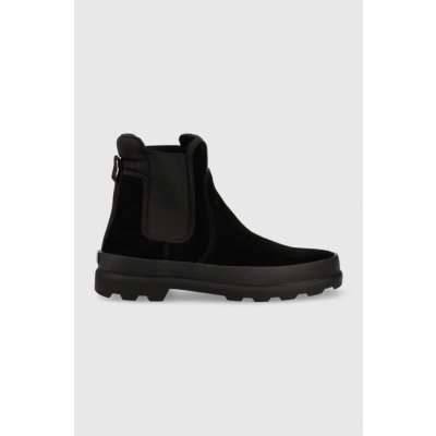 Gant semišové kotníkové boty Frenny dámské na plochém podpatku lehce zateplené černá – Zboží Mobilmania