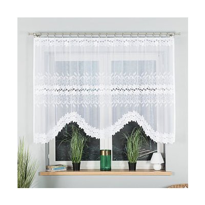 Dekorační oblouková krátká záclona na žabky BASTIA 130 bílá 330x130 cm MyBestHome – Hledejceny.cz