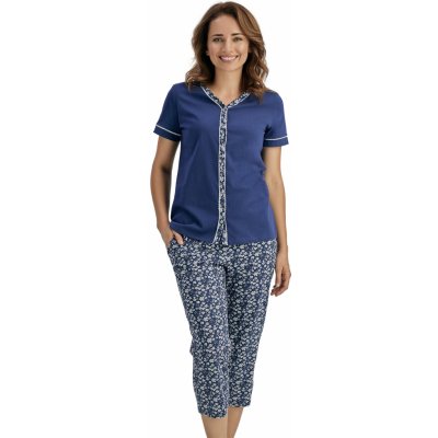 Wadima 104710 166 dámské pyžamo s krátkým rukávem a 3/4 nohavicemi tmavě modré