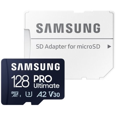 Samsung PRO Ultimate microSDXC 128GB + SD adaptér Paměťová karta, 128GB, microSDXC, UHS-I U3, V30 + SD adaptér MB-MY128SA/WW