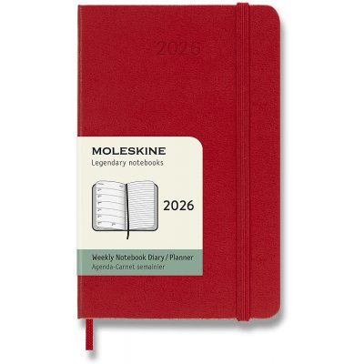 Moleskine A6 týdenní 2026 červený – Zboží Dáma