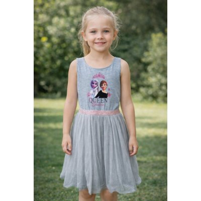 Sun City dívčí šaty Frozen Anna A Elsa luxusní s tylem šedé – Zboží Dáma