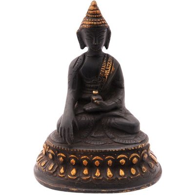 Kovová soška Buddhy 10 cm patina mosaz – Zboží Mobilmania