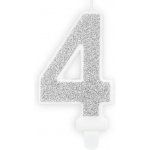 PartyDeco Narozeninová svíčka 4 stříbrná stříbrná 7 cm – Zboží Dáma PartyDeco Narozeninová svíčka 4 stříbrná stříbrná 7 cm – Zboží Dáma