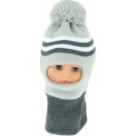 Baby Nellys Zimní čepička kukla s bambuli sv. sv. šedá s proužky – Zboží Dáma