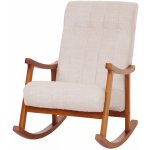 Design-Shop Houpací HWC-K10 relaxační dřevo ořech látka Krémová – Zboží Dáma